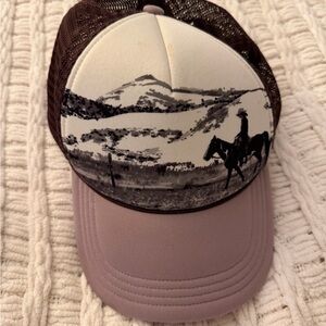 Carhartt Brown and Cream Trucker Hat with Cowboy Design